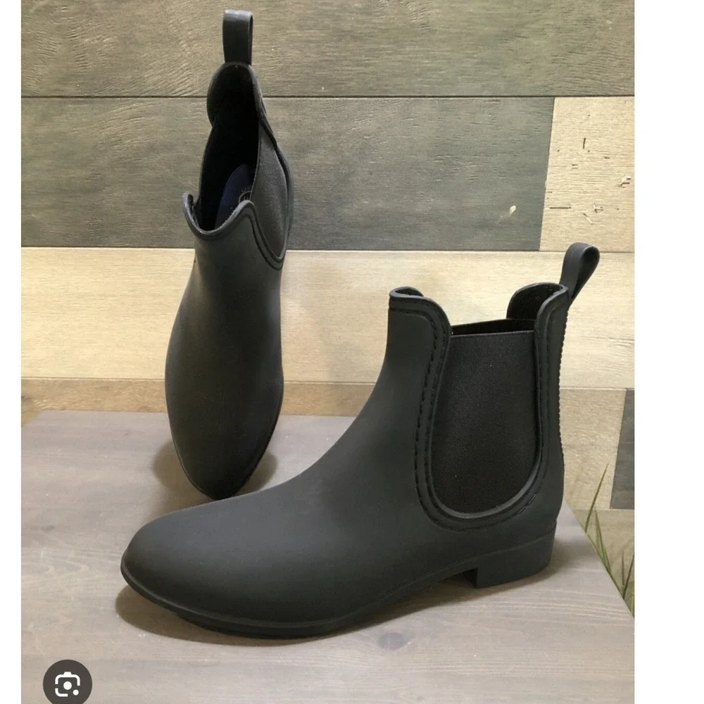 Jeffrey Campbell Women's Forecast 2 Chelsea Rain Boot Black Matte Waterproof- 10